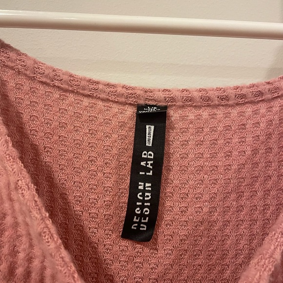 Lord & Taylor Design Lab Pink Cutout Waffle Knit Soft Tunic Top Women’s sz Large - Picture 5 of 10